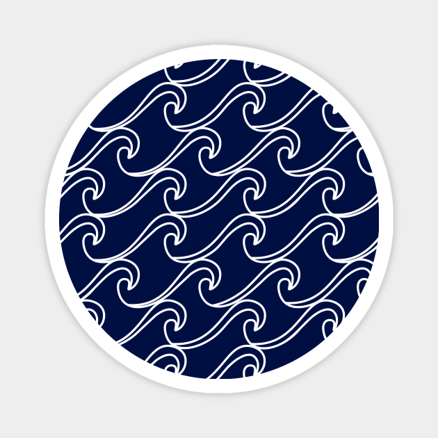 Navy Blue Sea Waves Magnet by XOOXOO